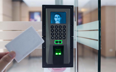Access control terminal on door with face recognition